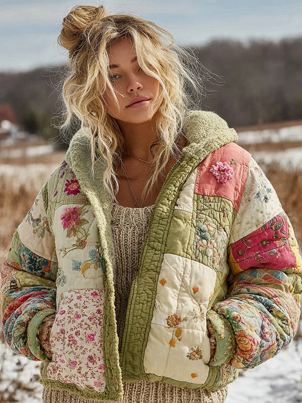 Women's Floral Patchwork Warm Cotton Padded Clothes
