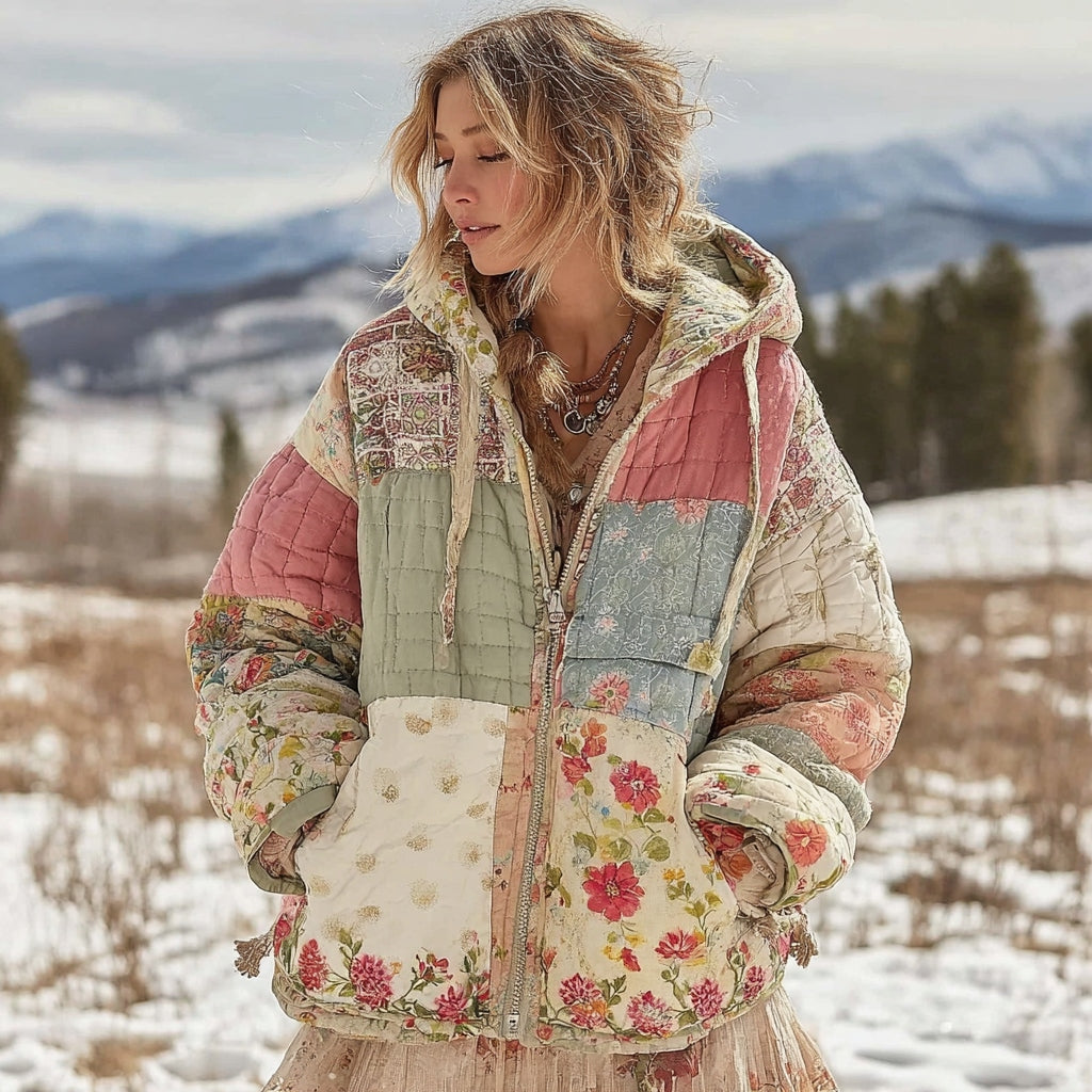 Women's Floral Patchwork Creative Quilted Warm Cotton Padded Clothes