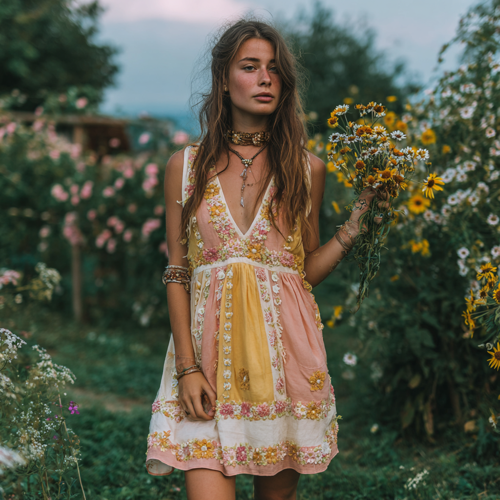 Women's Vintage Floral Color Block Sleeveless Dress