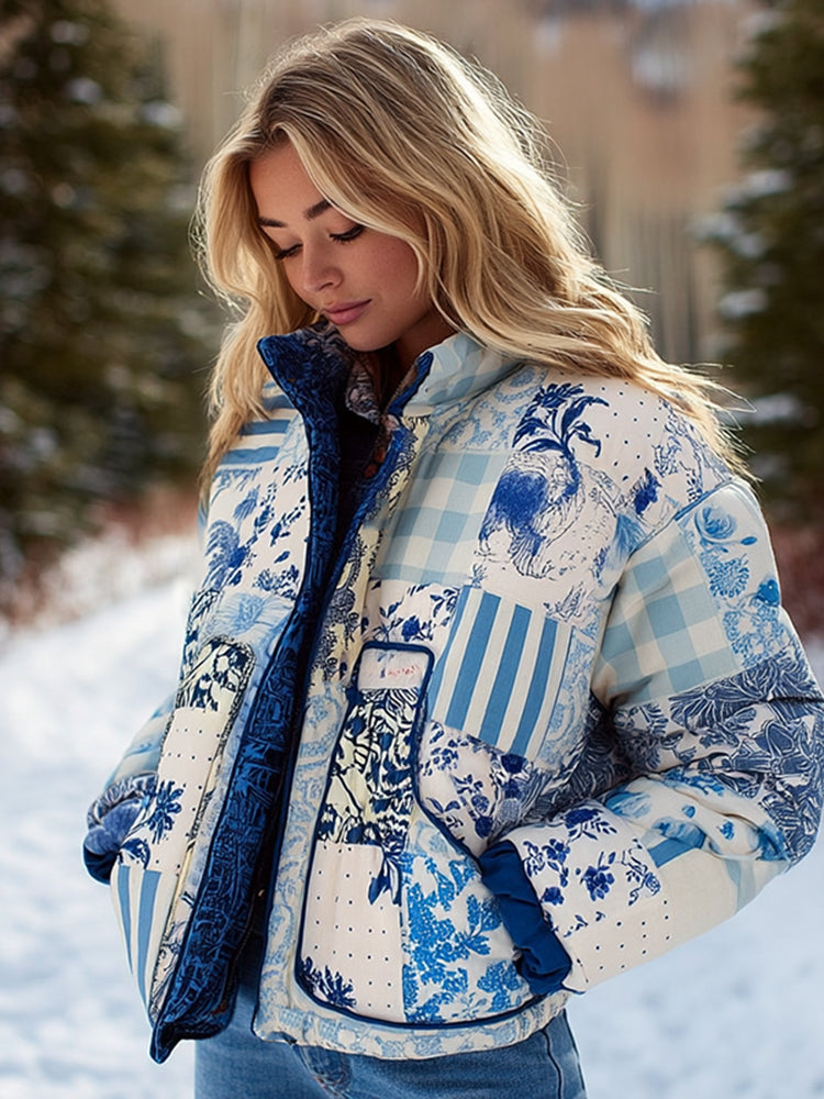 Women's Floral Patchwork Warm Cotton Padded Clothes