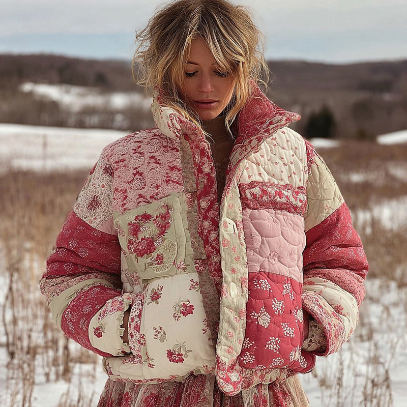 Women's Floral Patchwork Warm Cotton Padded Clothes