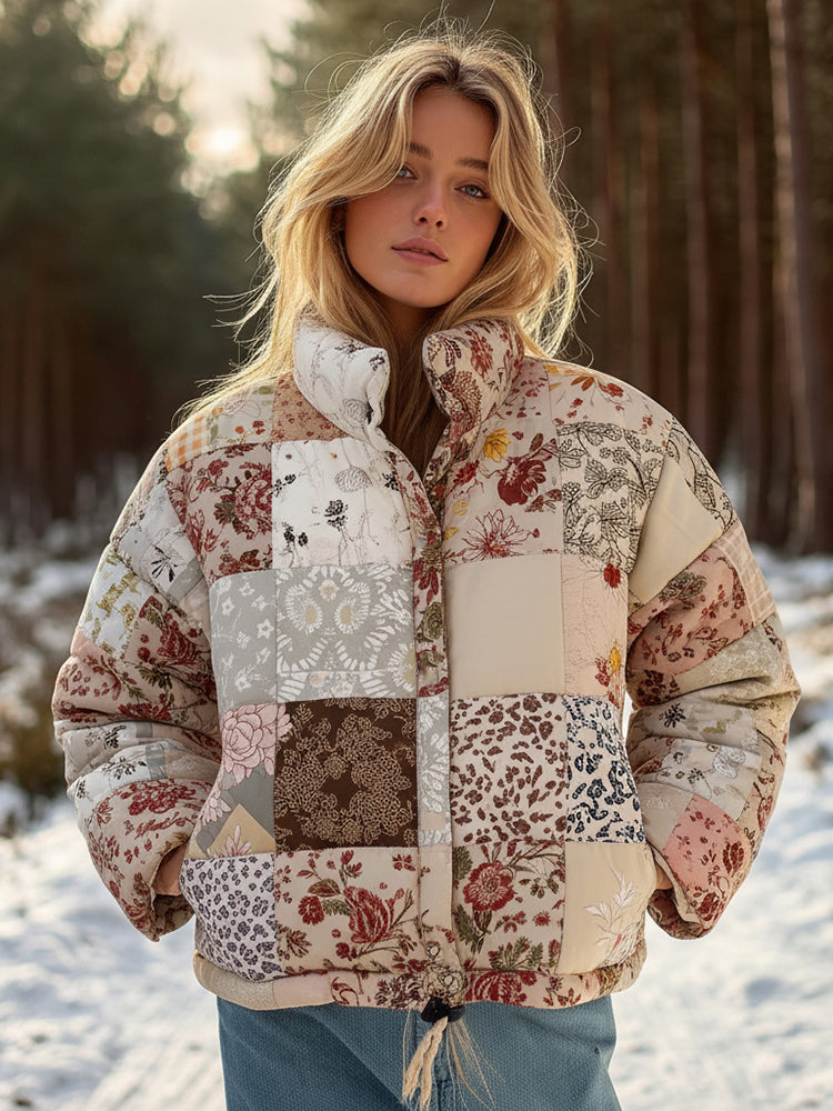 Women's Floral Patchwork Warm Cotton Padded Clothes