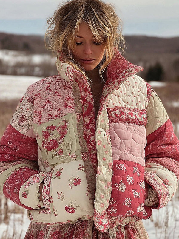 Women's Floral Patchwork Warm Cotton Padded Clothes