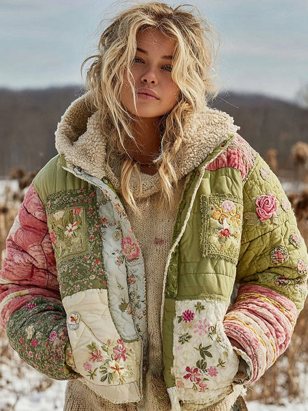 Women's Floral Patchwork Warm Cotton Padded Clothes