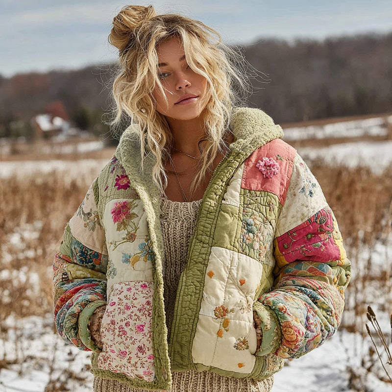 Women's Floral Patchwork Warm Cotton Padded Clothes