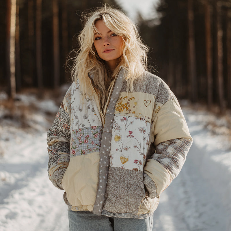 Women's Floral Patchwork Warm Cotton Padded Clothes