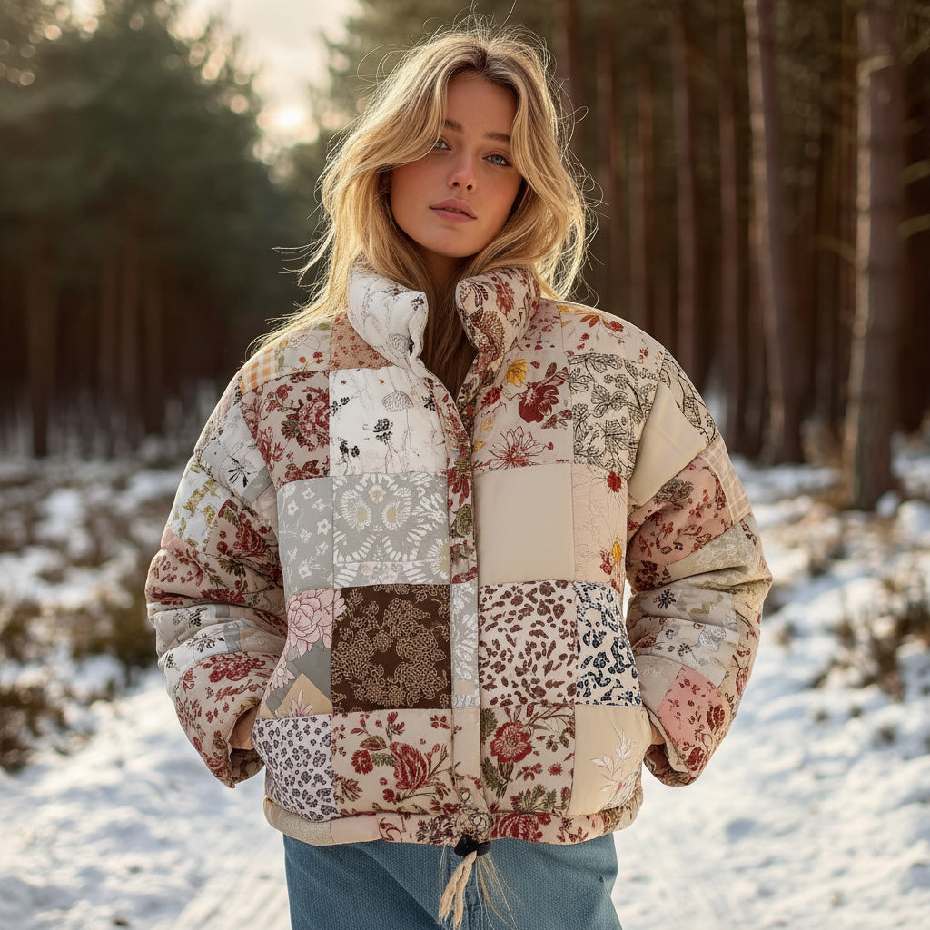 Women's Floral Patchwork Warm Cotton Padded Clothes